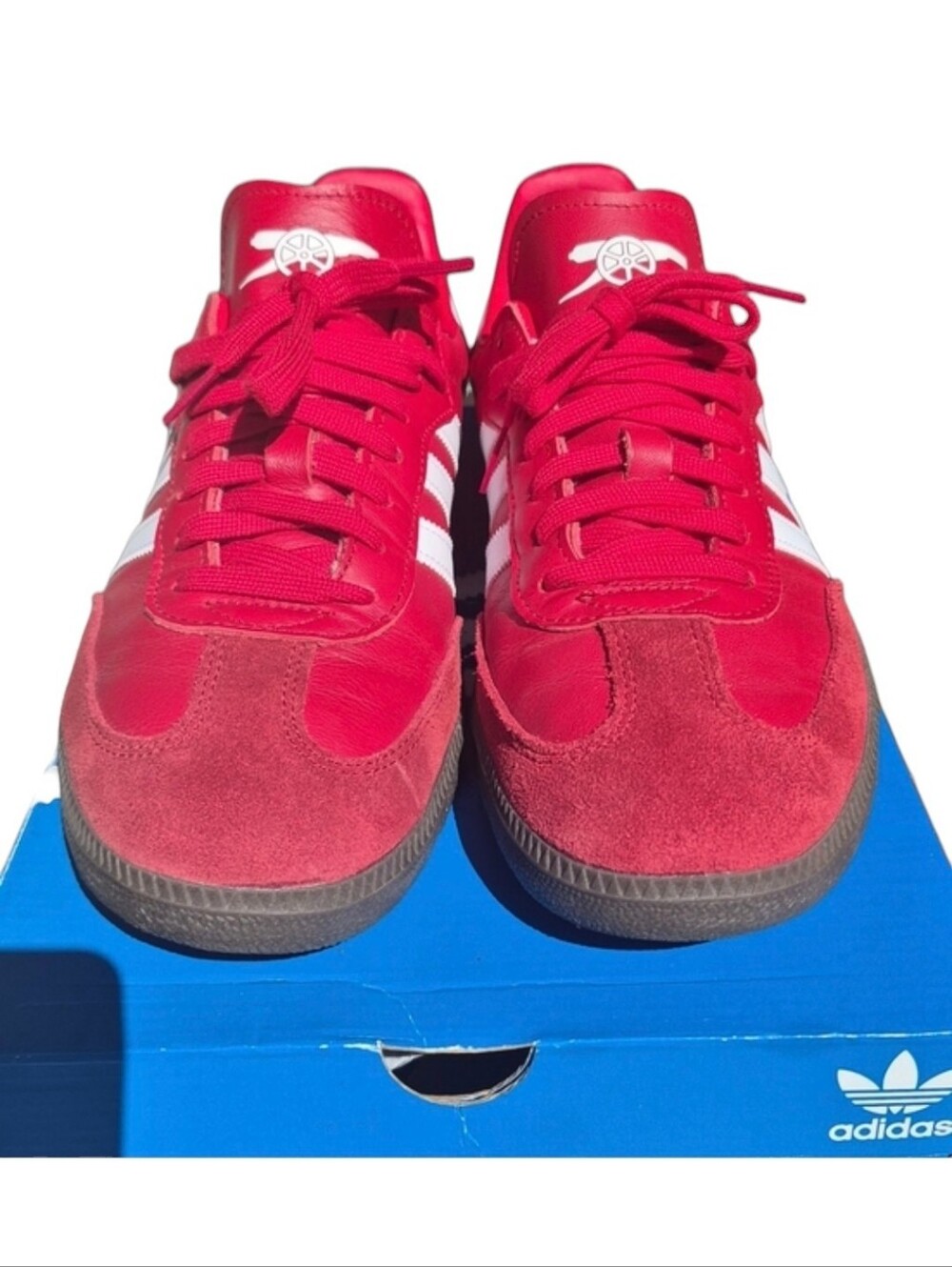 Adidas Arsenal/Gunners Samba Low-Top Sneakers w White Stripes, 10.5, Red & White